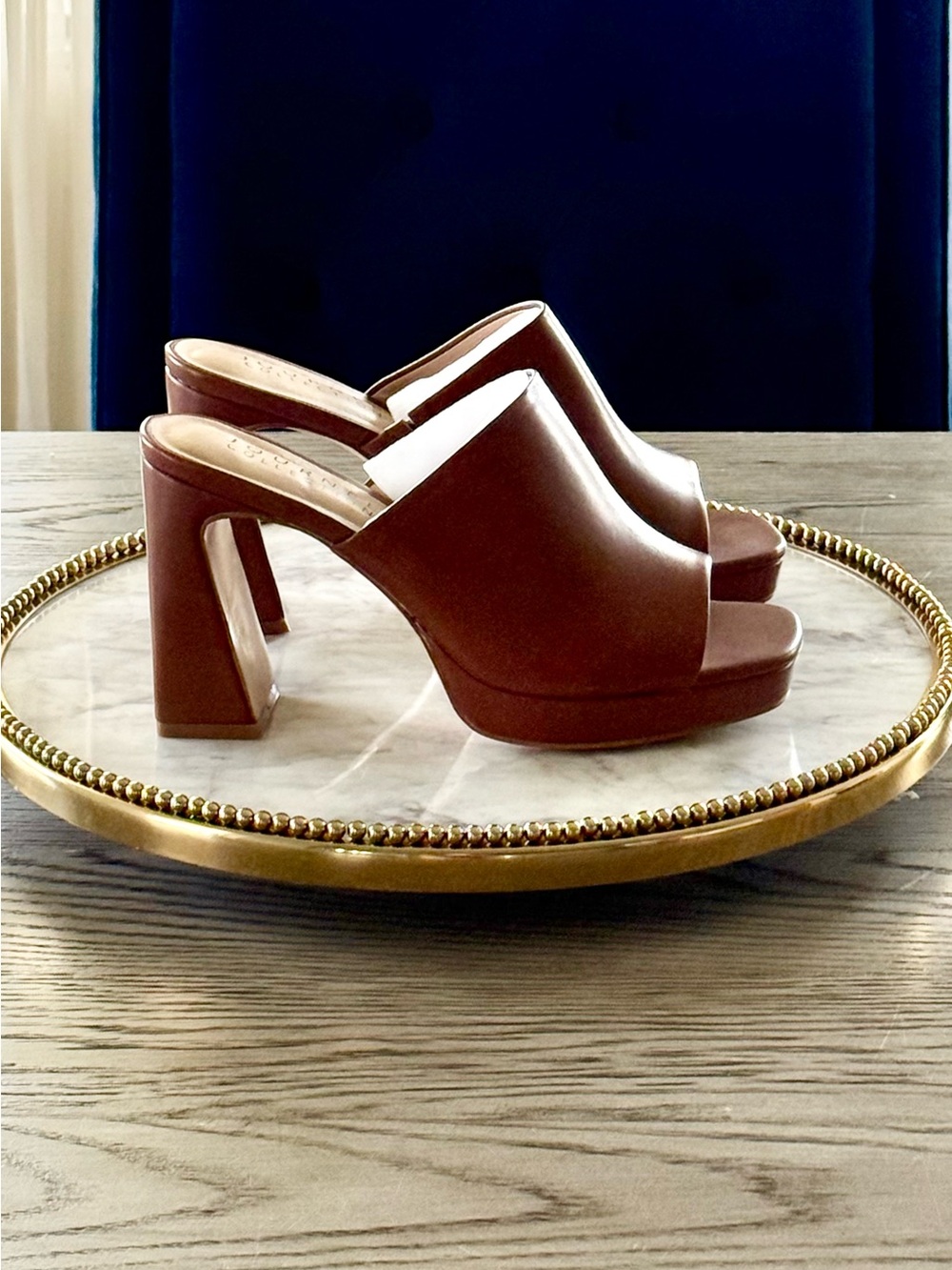 Journee Collection Ezzlynn Platform Mule Heels | Brown | Sz. 8 (NWB)